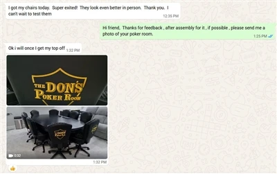 Fiducia dei clienti e feedback reali: sedia da poker personalizzata consegnat...
